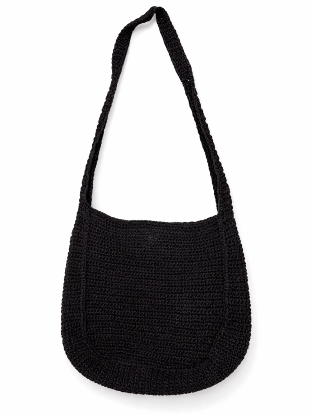 Banana Republic Crochet Knit Shoulder Bag Black Boho Hobo Tote Purse